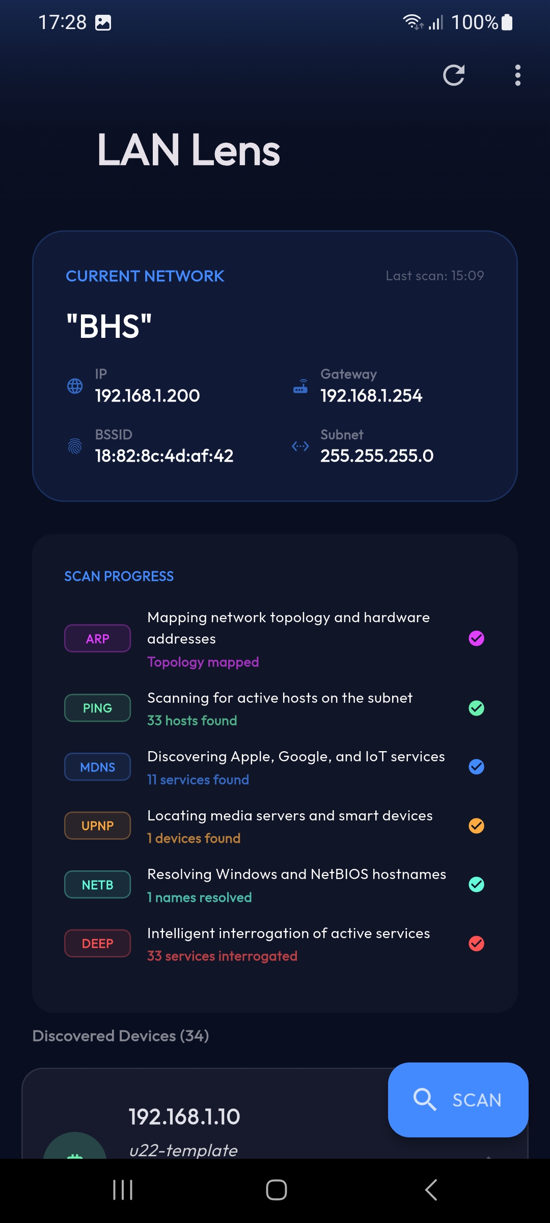 LAN Lens Dashboard Mockup