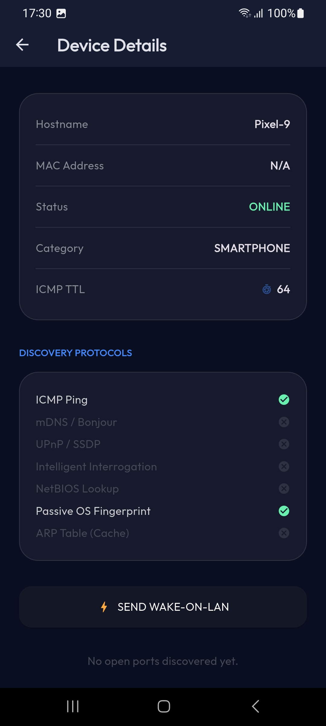 Smartphone Discovery and Wake-on-LAN