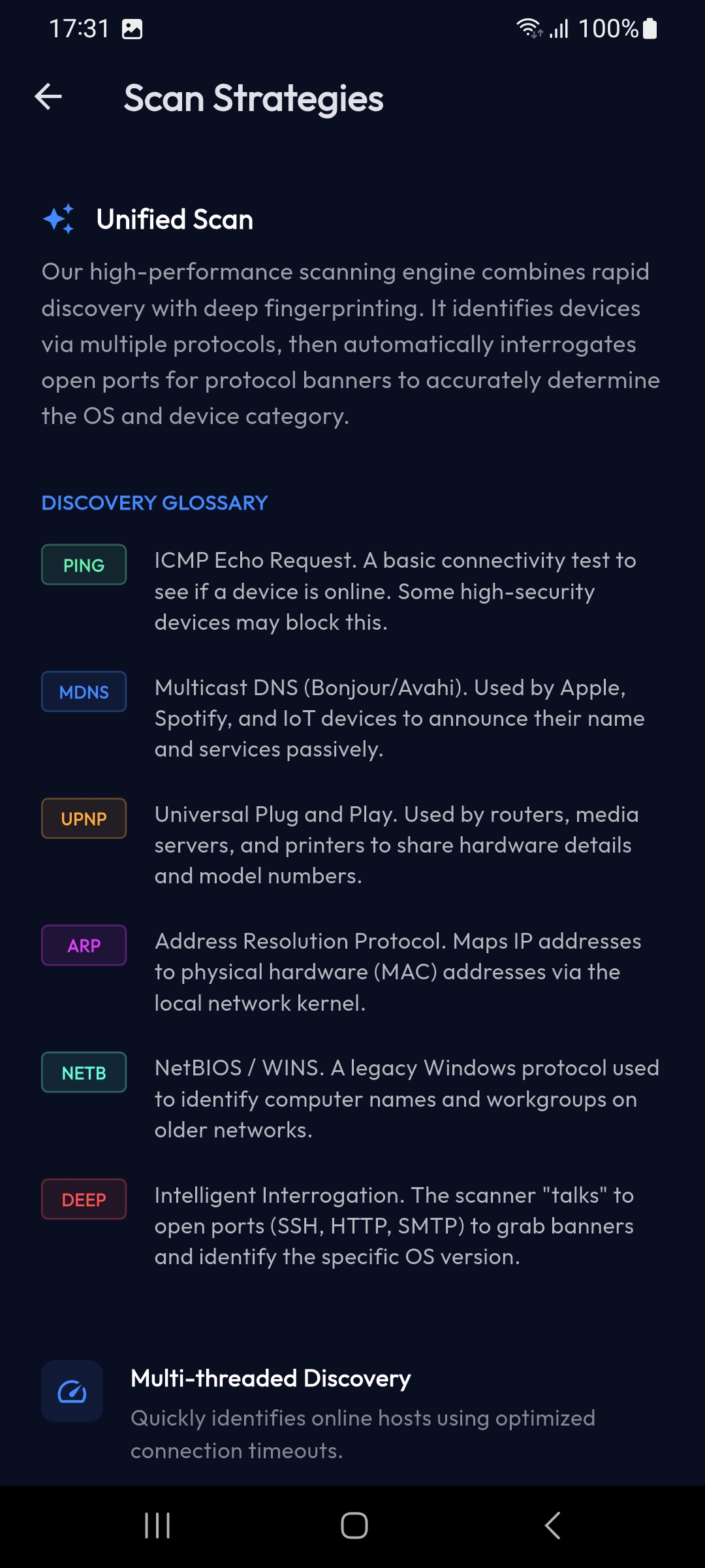 LAN Lens Scan Strategies Screenshot